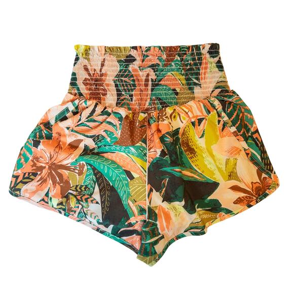 Aerie Real Me Tropical Print Smocked Running Shorts Medium - Picture 3 of 7